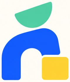 Approved curious-learner symbol: green semicircle above a blue arch with a yellow rounded square